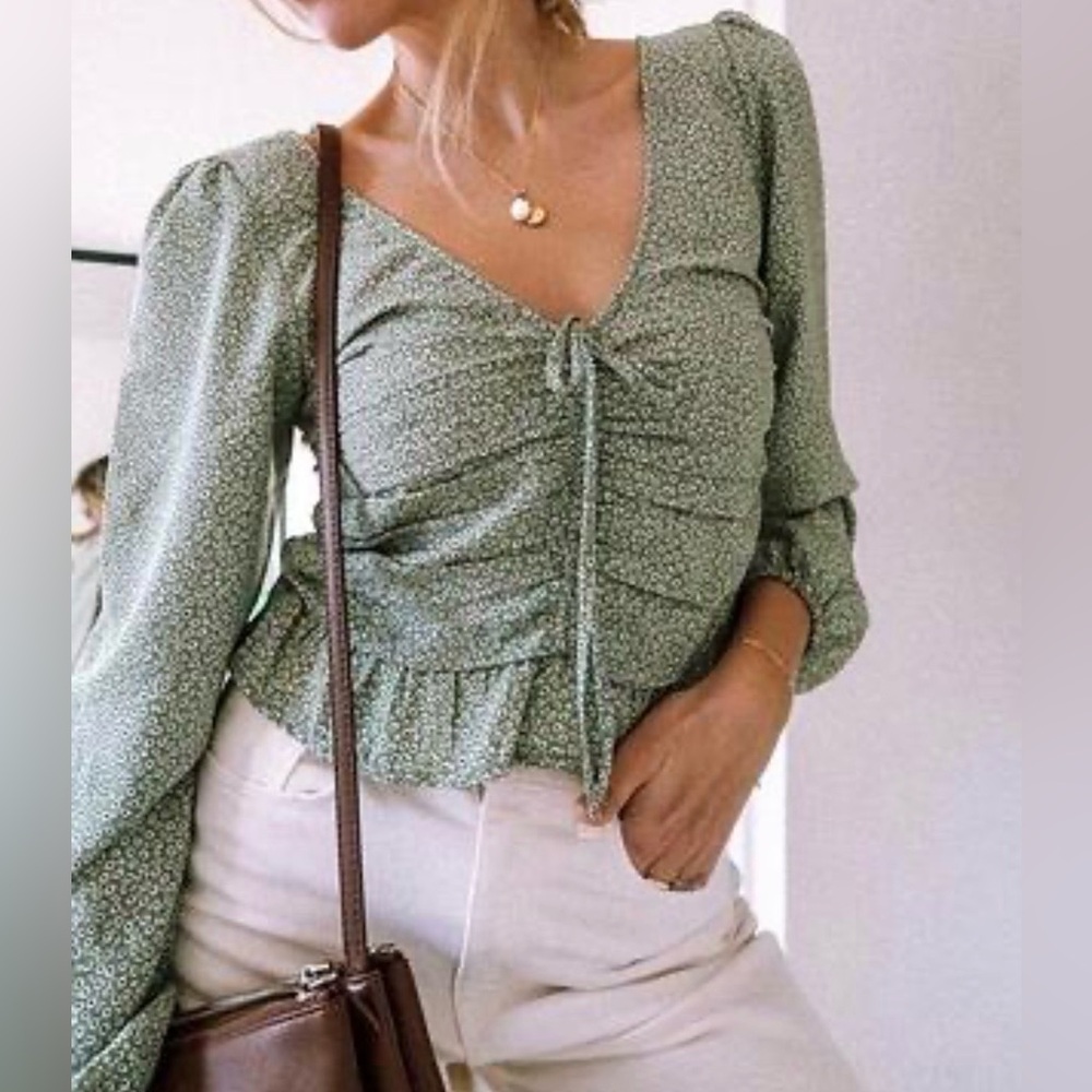 H&M Green Floral Women's Top